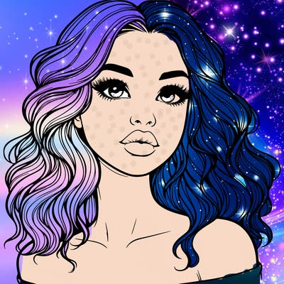 realistic girl with wavy hair and lips