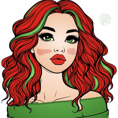 realistic girl with wavy hair and lips