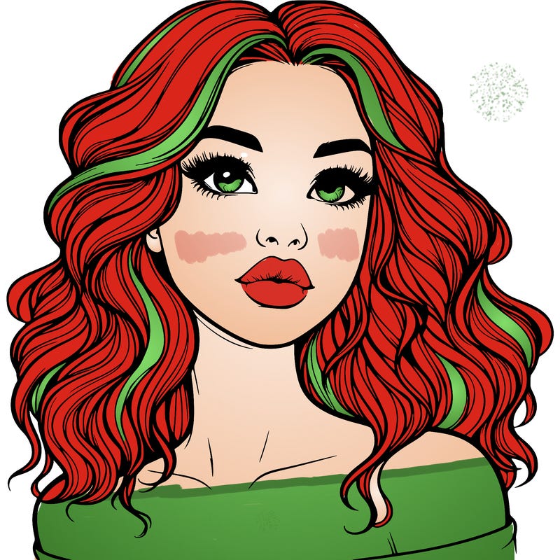 realistic girl with wavy hair and lips