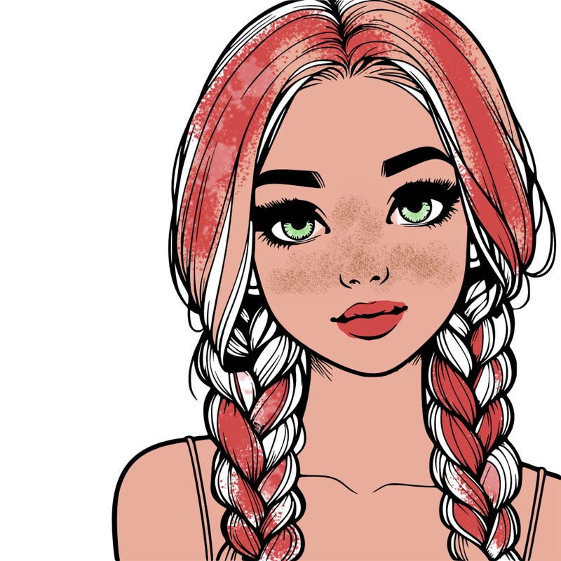 realistic girl with braids