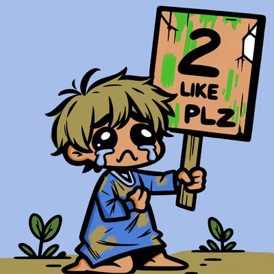 small poor toddler crying with sign that says 2 like plz