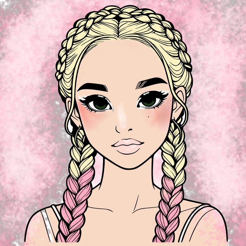 realistic girl with braids