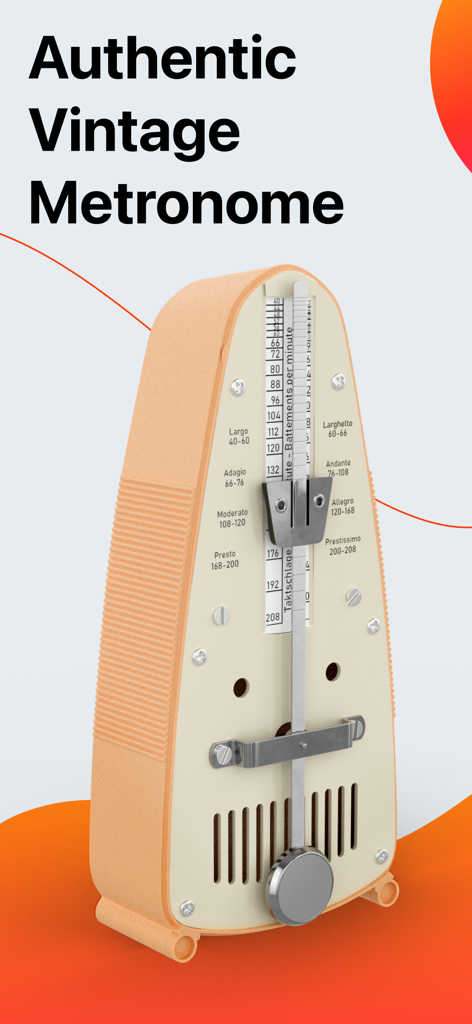 Metronome Beats: Pulse & Tempo - Authentisches Vintage mechanisches Metronom mit Pendel und Tempomarkierungen