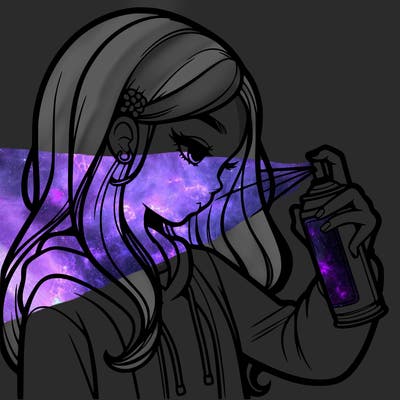 a realistic girl spray painting