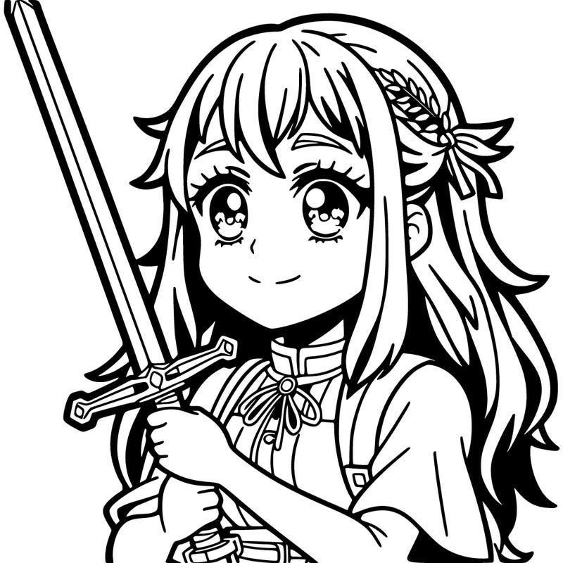a girl holding a sword