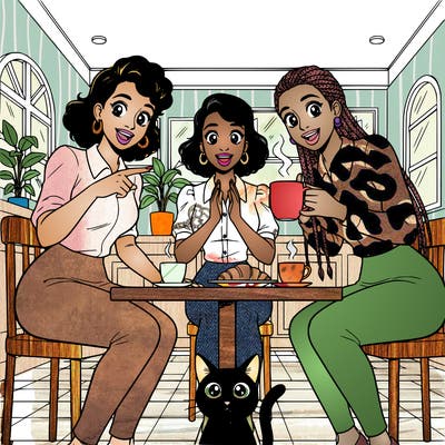 black women on a cafe gossiping