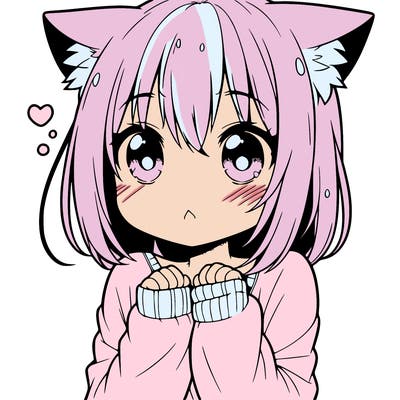 shy anime catgirl