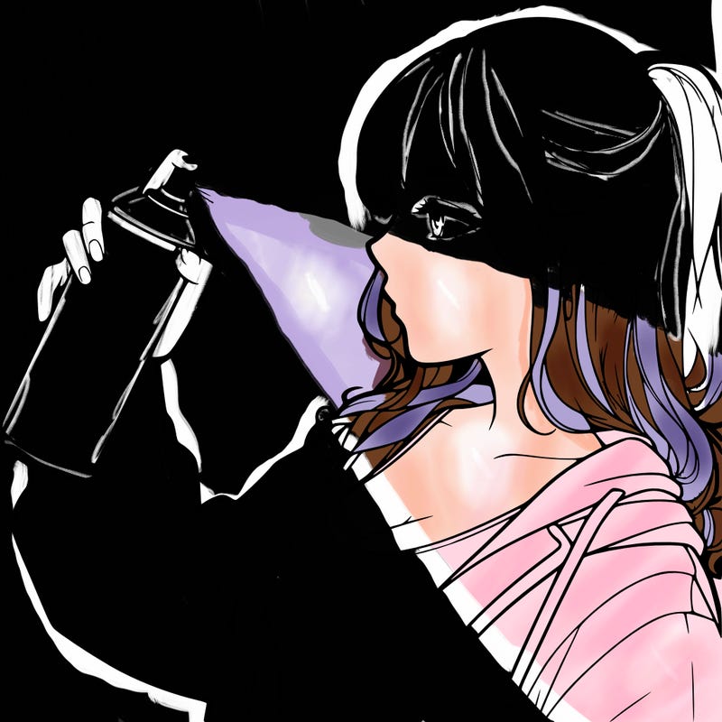 a realistic girl spray, painting