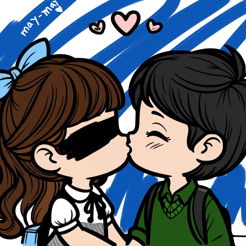 boy and girl kissing