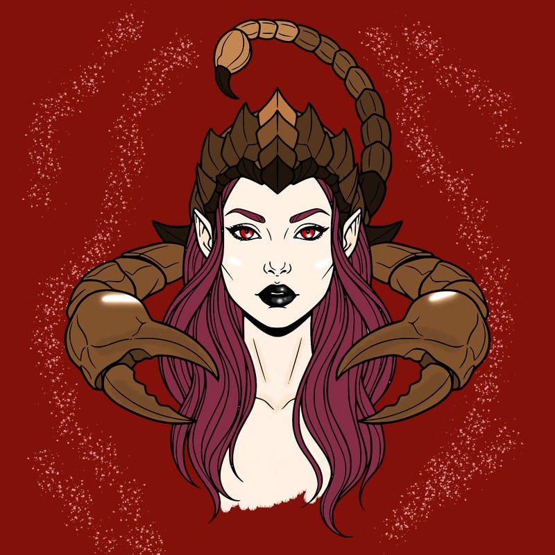face of a beautiful scorpion woman