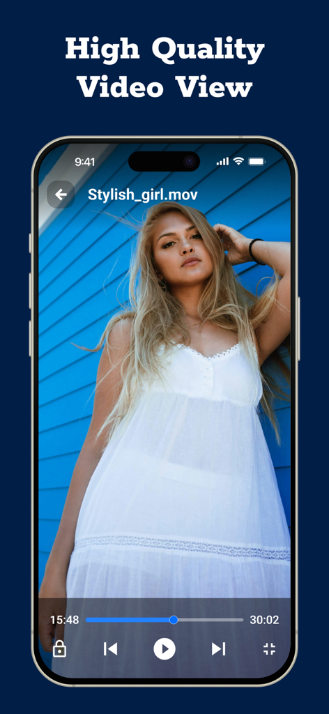 Ein Smartphone-Bildschirm, der qualitativ hochwertige Videowiedergabe in der Video Browser App zeigt