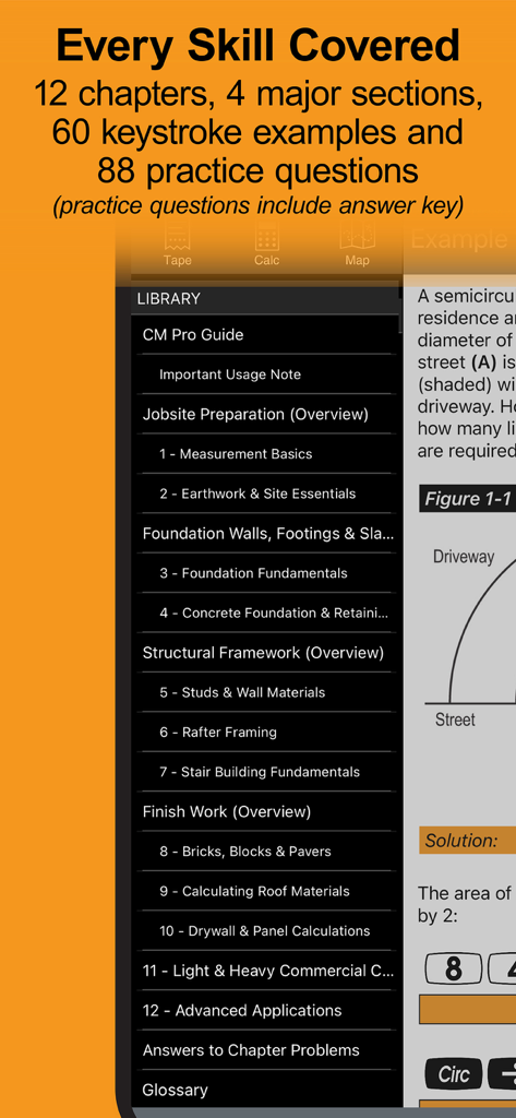 Construction Master Pro Guide - Construction Master Pro Guide app library displaying construction chapters and practice questions