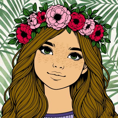realistic girl with flower crown