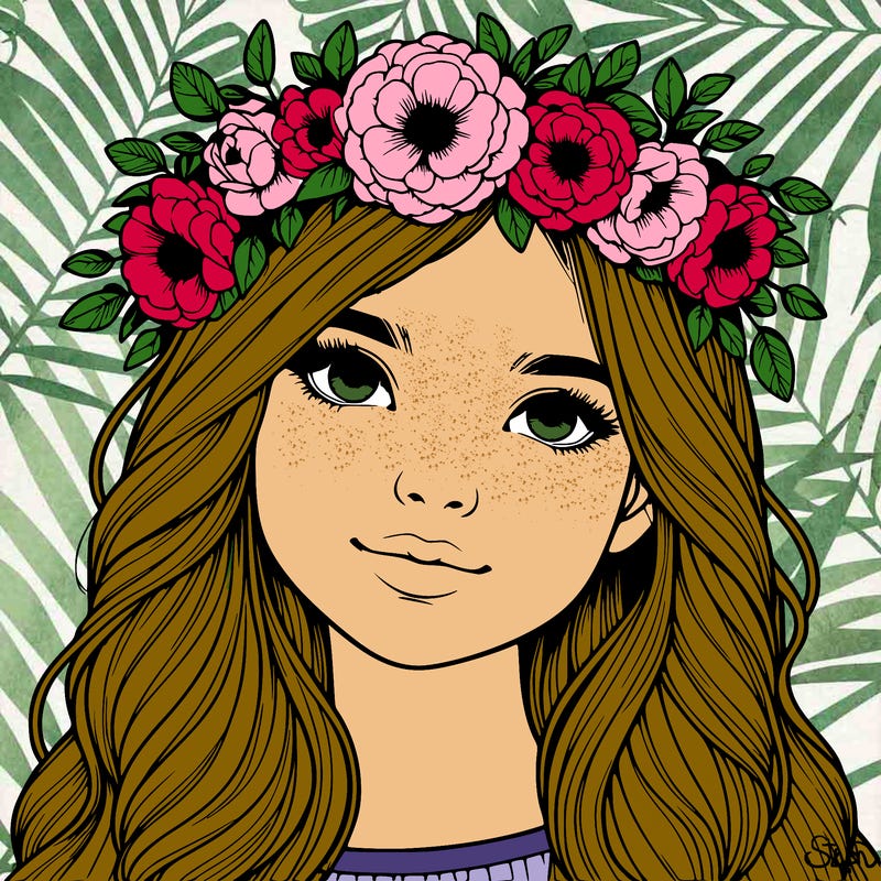 realistic girl with flower crown