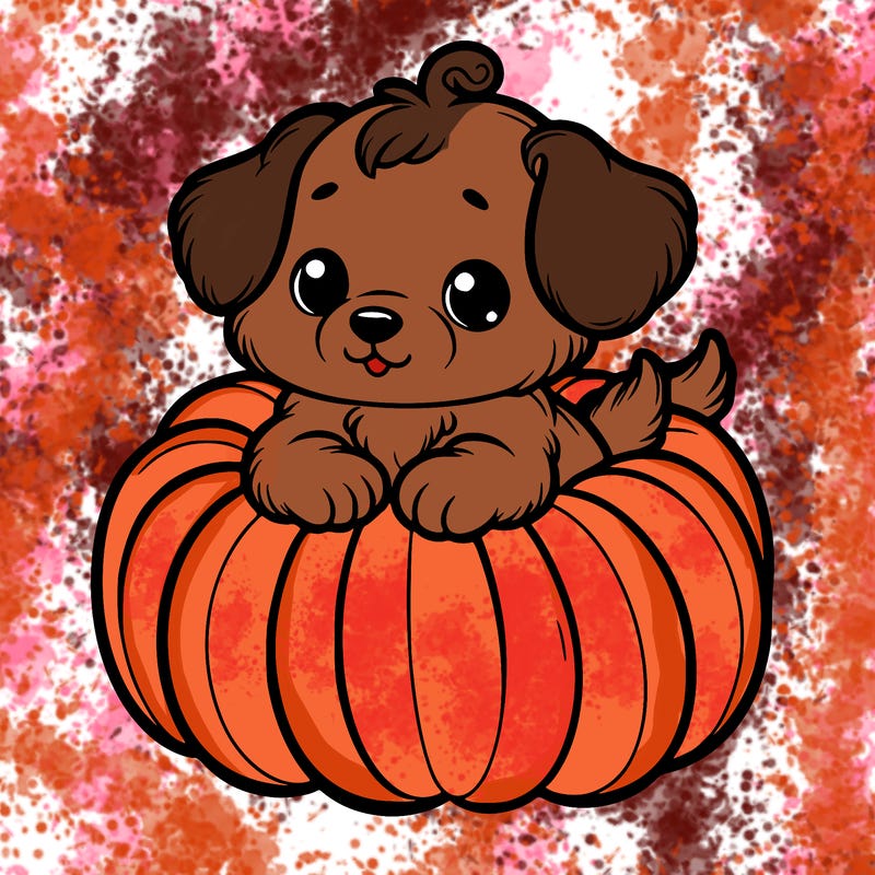 cute little puppy in a pumpkin