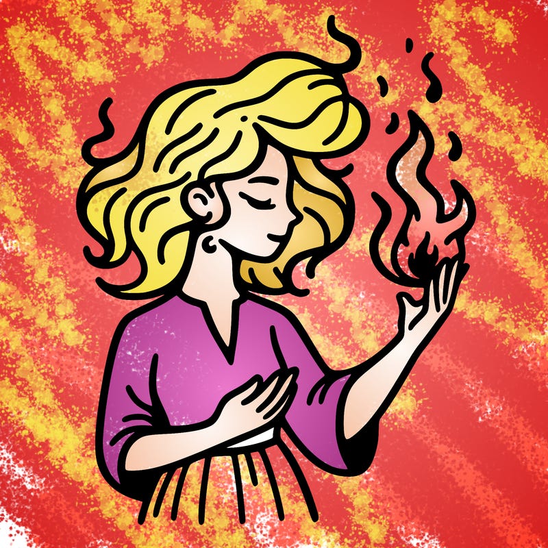 woman with fire
