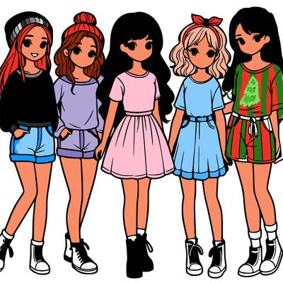 a group of five girls