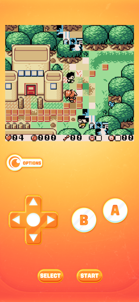 Crunchyroll: Hime’s Quest - レトロなピクセルアートとモバイルボタンを備えたCrunchyroll Himes Questのゲームプレイ画面