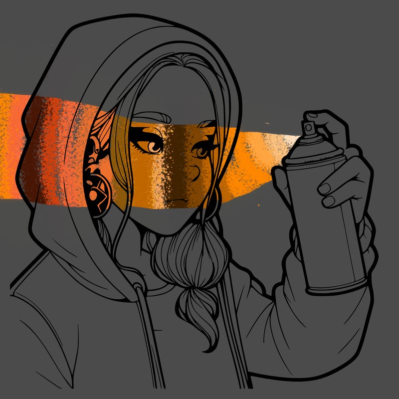 a realistic girl, spray painting