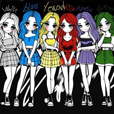 a group of girls realistic