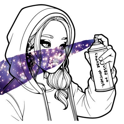 a realistic girl, spray painting