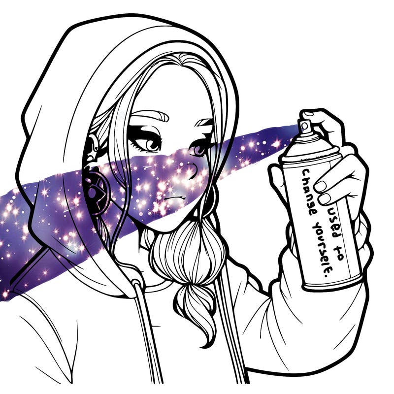 a realistic girl, spray painting