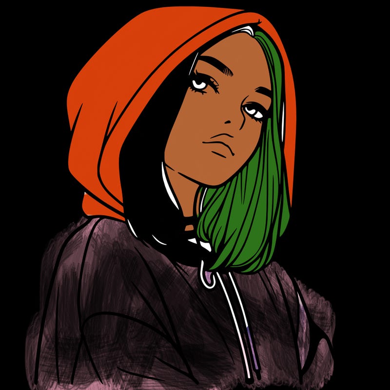 a realistic girl in a hoodie