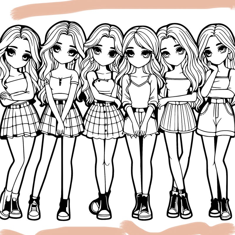 a group of girls realistic