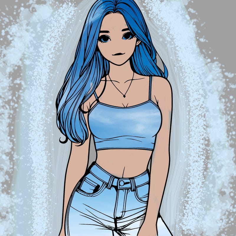 realistic girl wearing a crop top and jeans