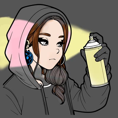 a realistic girl, spray painting