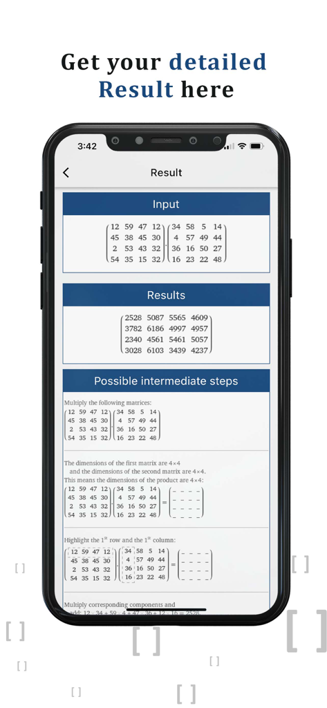 Matrix Calculator Solver - Matrix Calculator Solver interface showing a 4x4 matrix multiplication with detailed step by step intermediate solutions