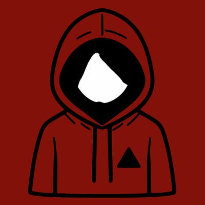 a person with non face waering a hoodie with a small triangle symbol