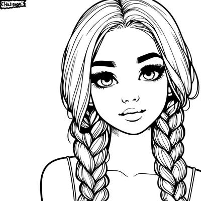 realistic girl with braids