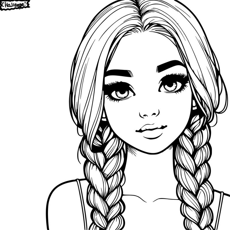 realistic girl with braids