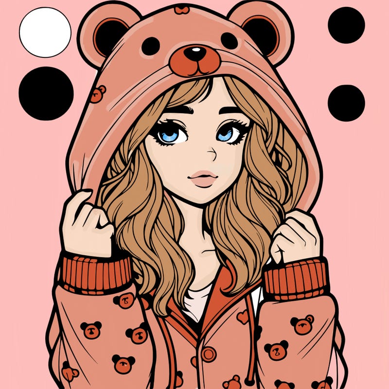 realistic girl in a animal pjs hoodie