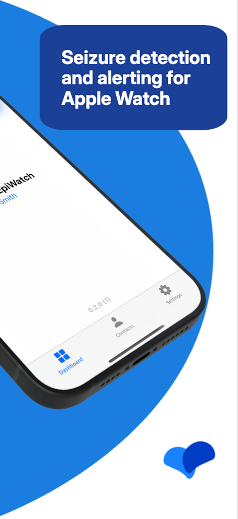 EpiWatch App-Oberfläche auf einem iPhone, die Anfallserkennungs- und Alarmfunktionen für die Apple Watch anzeigt.