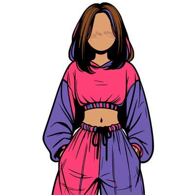 realistic girl faceless with baggy pants and a crop top