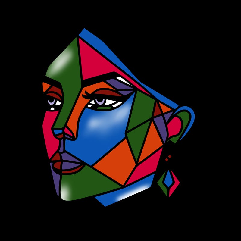 geometric art illustration of a woman's face