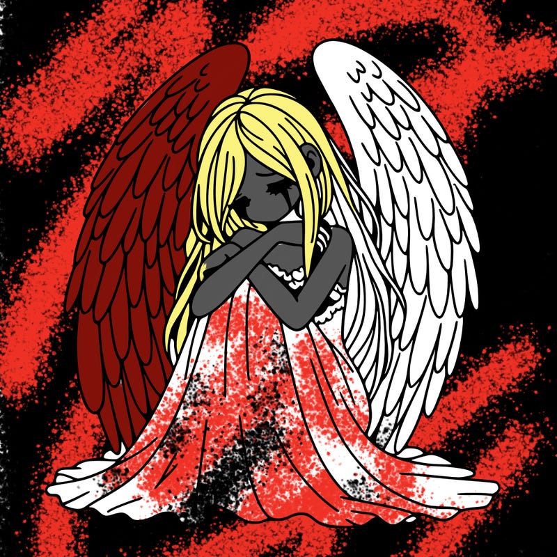 ethereal girl in grief, lonely and heartbroken