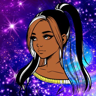 realistic girl with a high ponytail