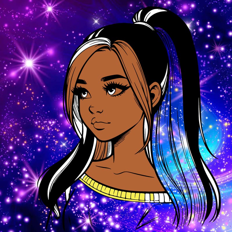 realistic girl with a high ponytail