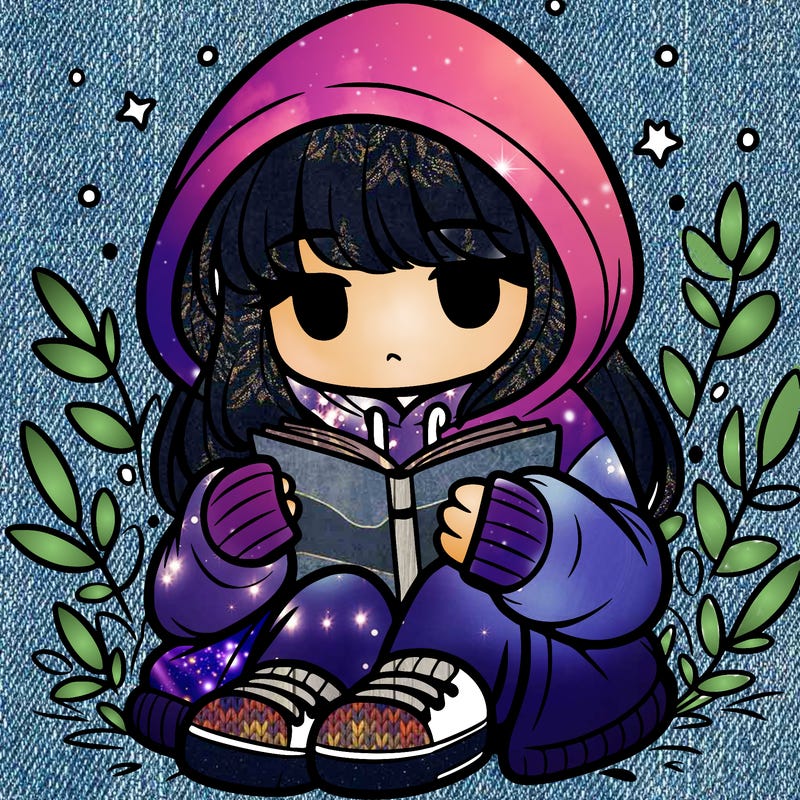 girl in oversized hoodie reading a book