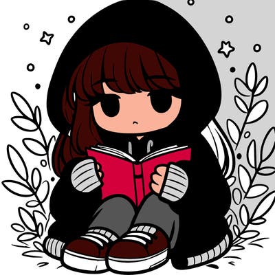 girl in oversized hoodie reading a book