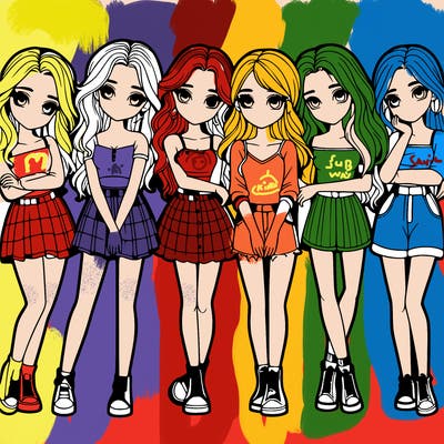 a group of girls realistic