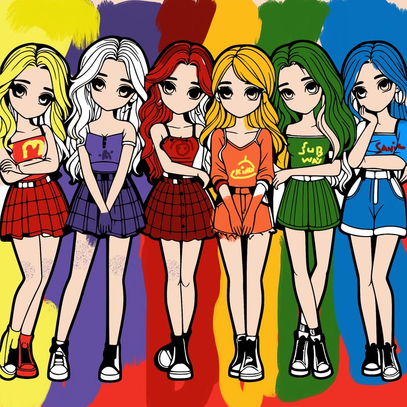 a group of girls realistic