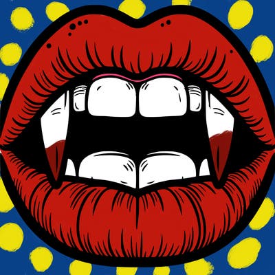 lips with vampire teeth