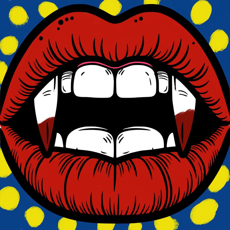 lips with vampire teeth