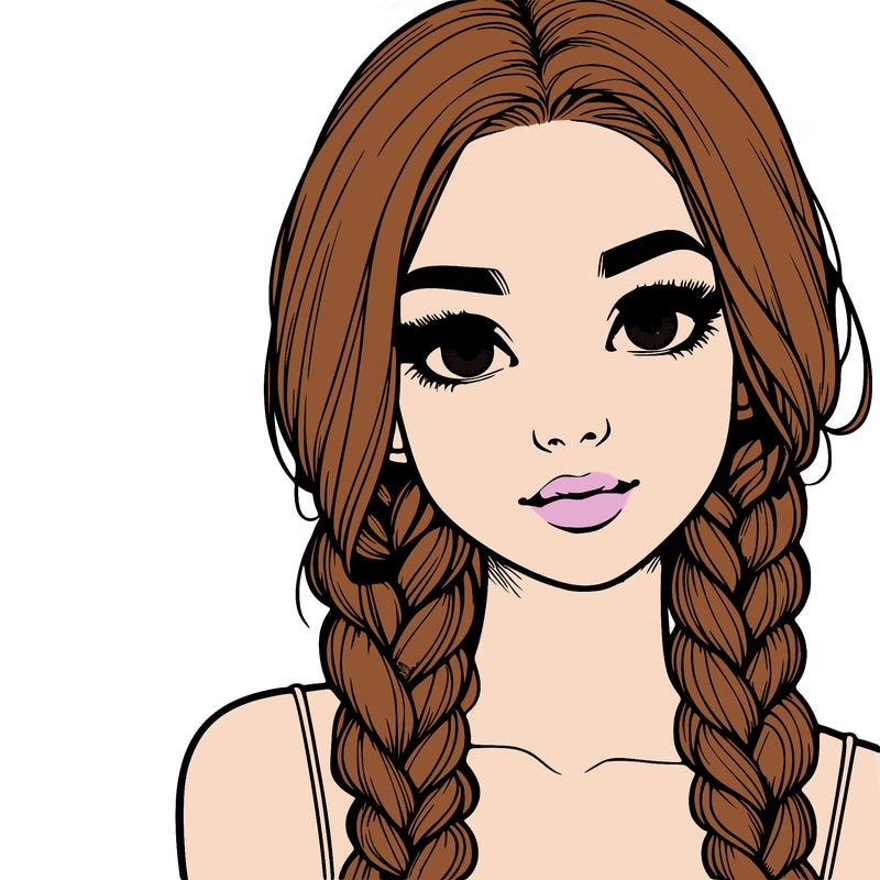 realistic girl with braids