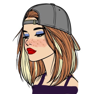 realistic  girl with a backwards hat