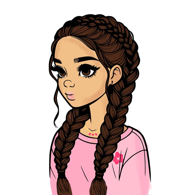 realistic girl with braids